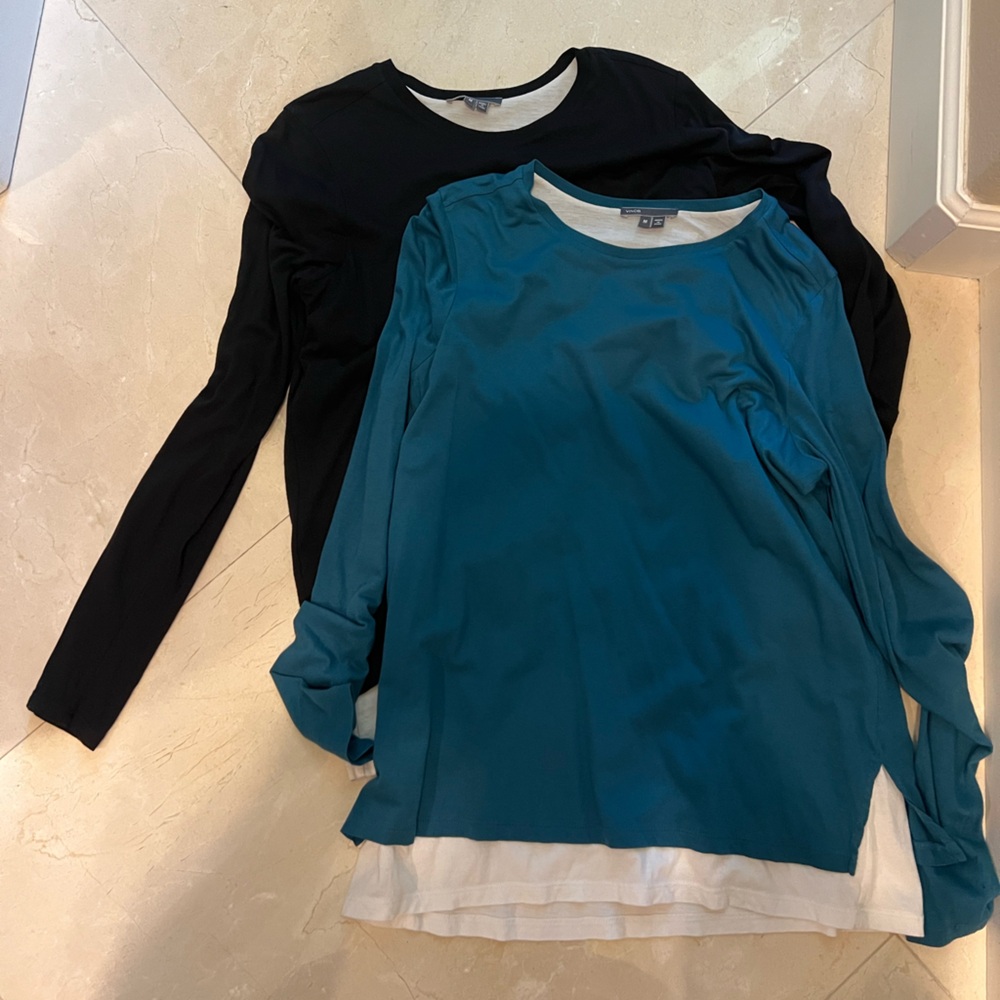 Vince Teal and Black Long Sleeve Tops